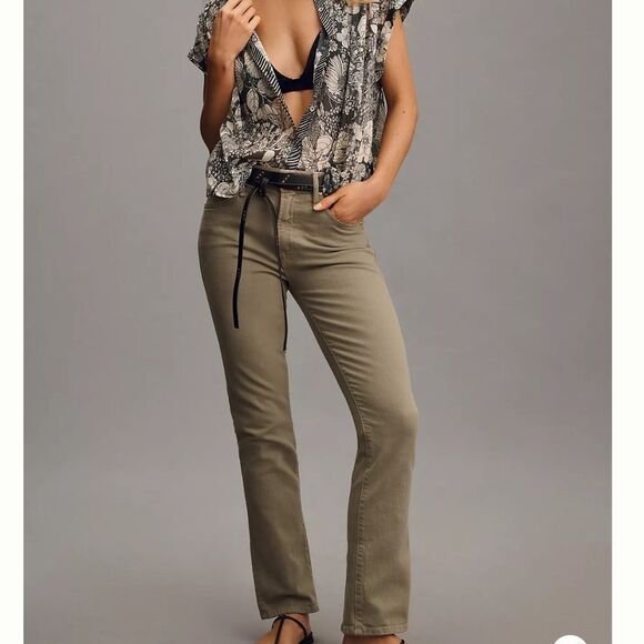 MOTHER The Insider Hover High Rise Straight Jeans in Moss - Picture 1 of 7
